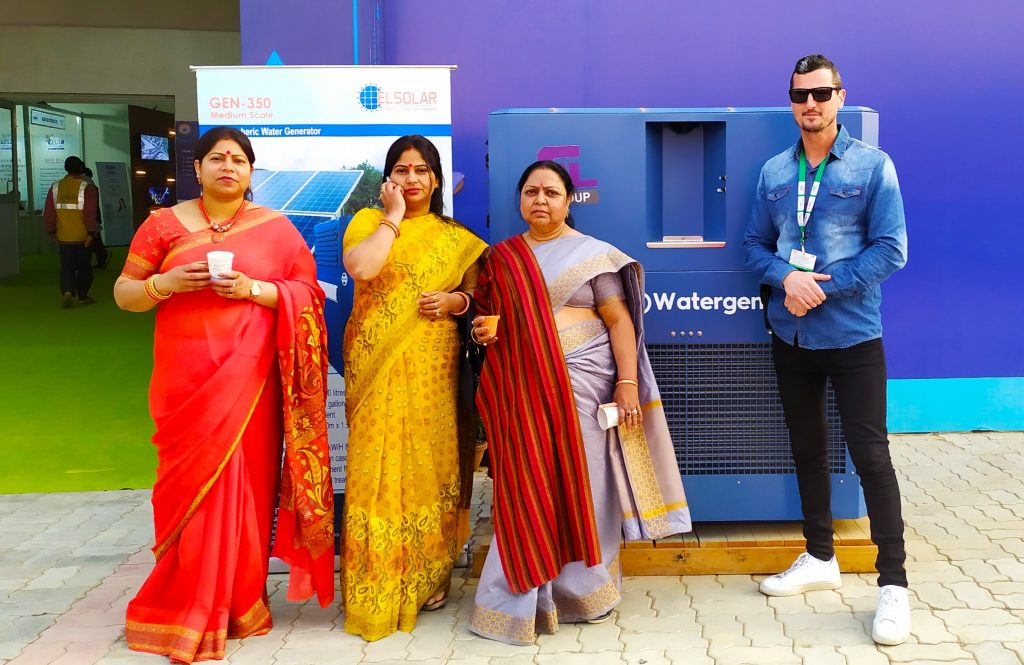 Indian women drinking Watergens water from air