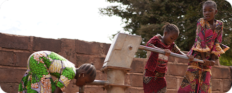 Girls taking water